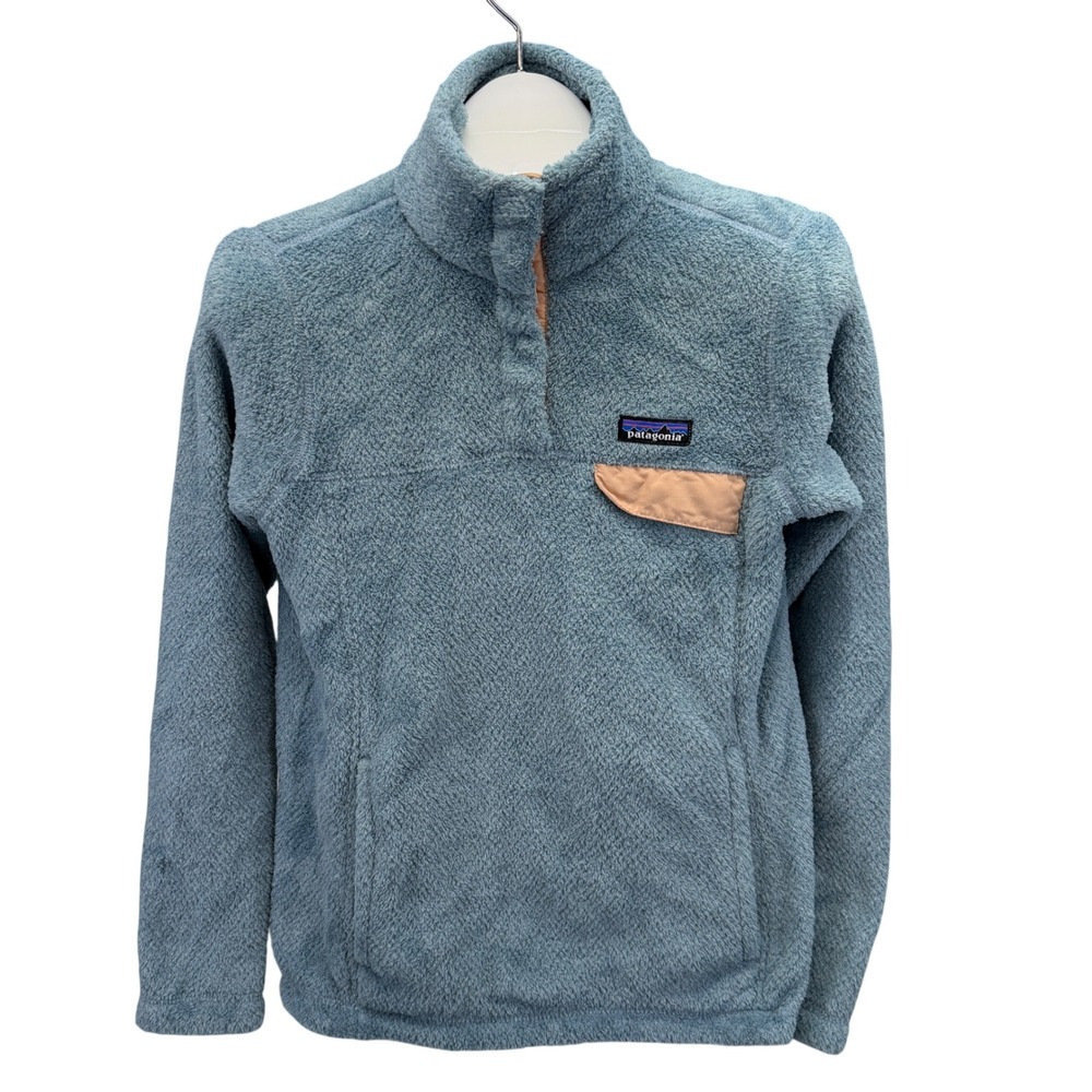 Patagonia Steam Blue Light Plume Grey X-Dye Fleece Pullover Snap T Polartec Sz S